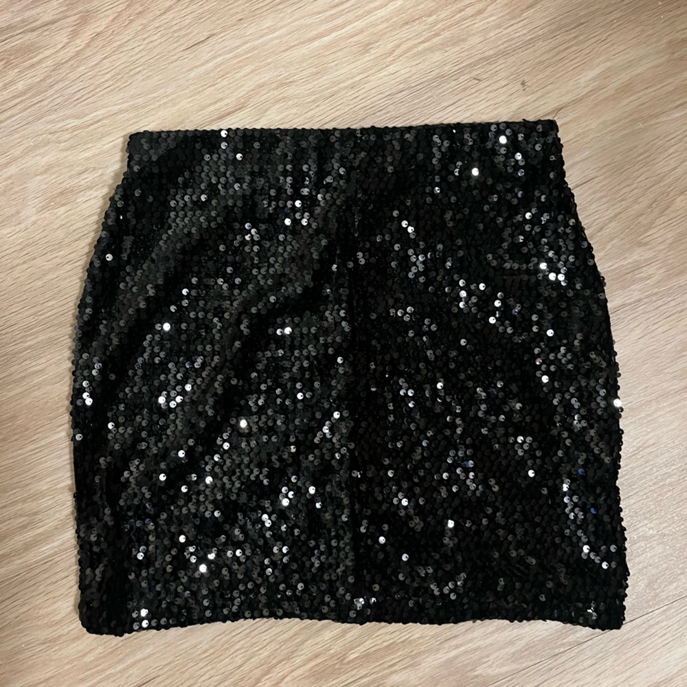 Black sequin miniskirt